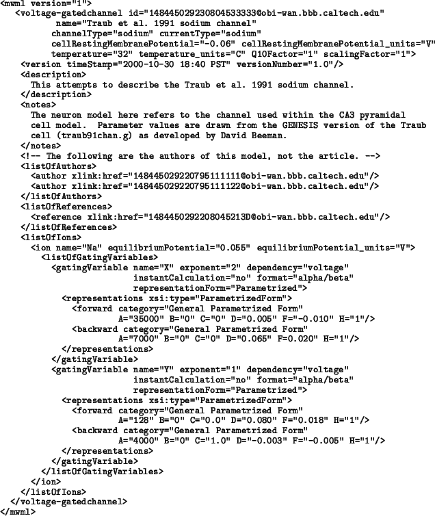 \begin{example}
<mwml version=''1''>
\ <voltage-gatedchannel id=''14844502923080...
...Variables>
</ion>
</listOfIons>
</voltage-gatedchannel>
</mwml>
\end{example}